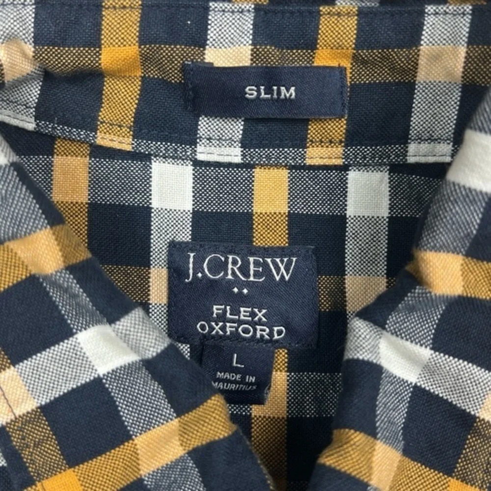 J Crew Shirt Mens Large Button Up flannel Flex Oxford Slim Multicolor Preppy‎